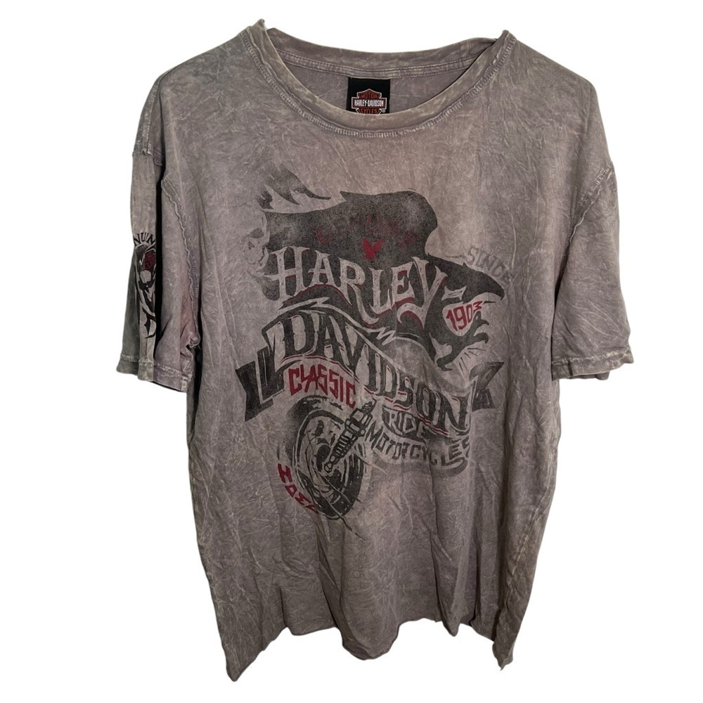 Harley Davidson Unisex Size Medium T-Shirt Classic Motorcycle Gray Stone Wash WI